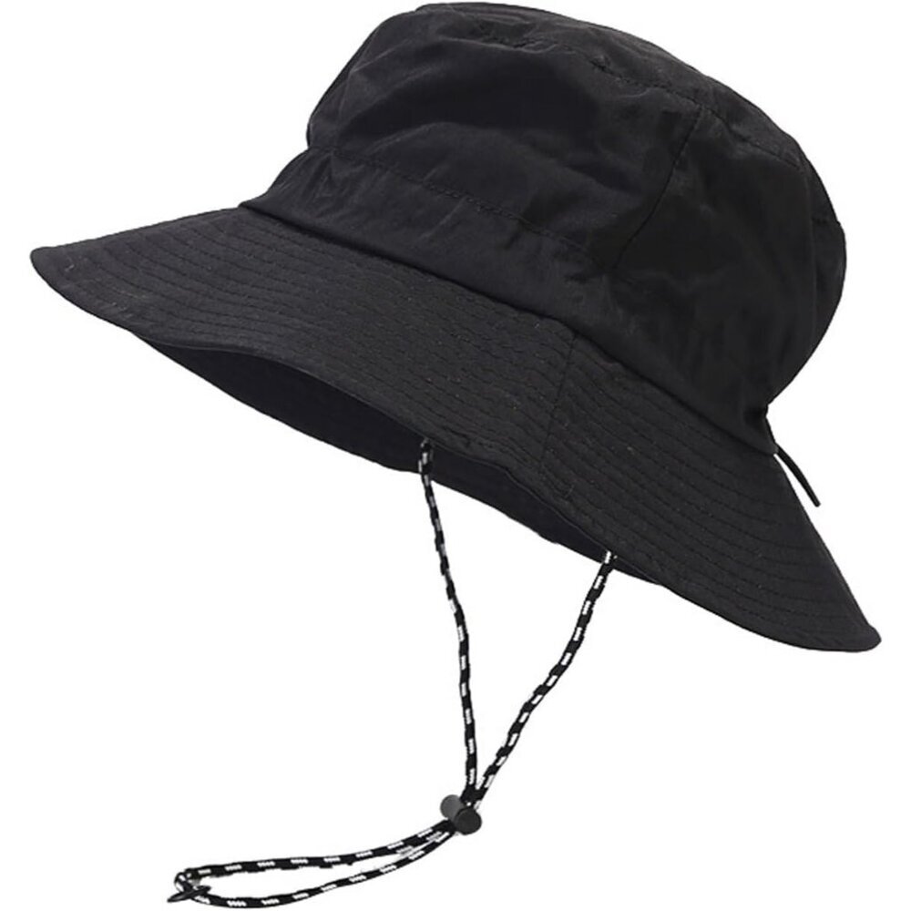 Unisex Black Wide Brim Water-resistant With Chin Strap Classic Bucket Sun Hat